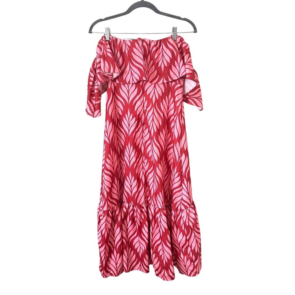 PETAL & PUP Neoma Strapless Patterned Midi Dress Pink Small - Picture 3 of 6